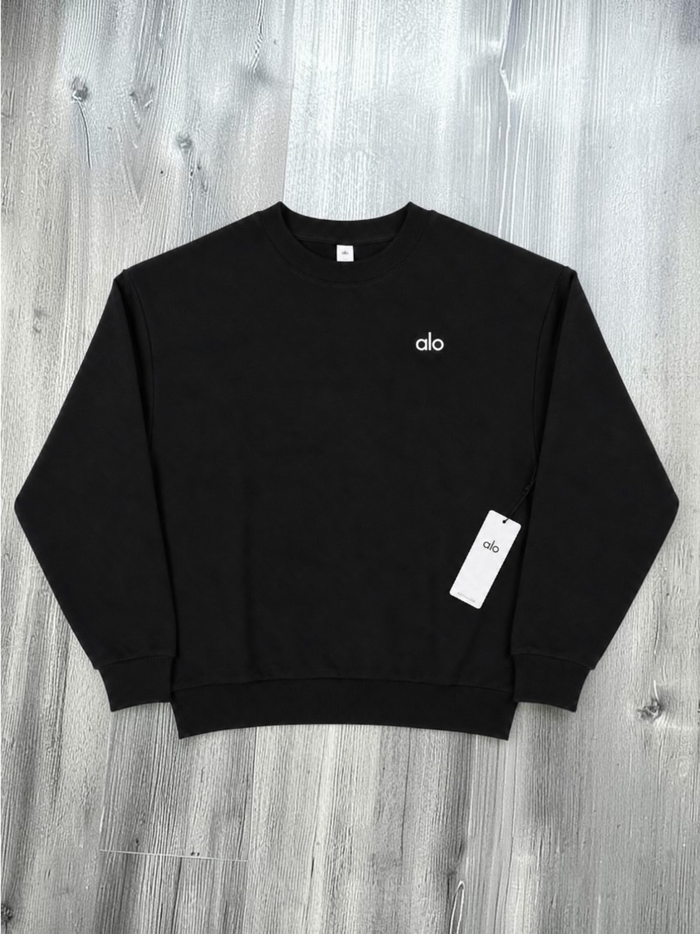 Alo Yoga Accolade Crewneck Sweatshirt Black NWT MSRP $118 Size XL